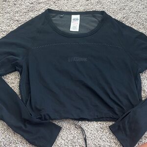 Gymshark Black Long Sleeve drawstring Crop Top